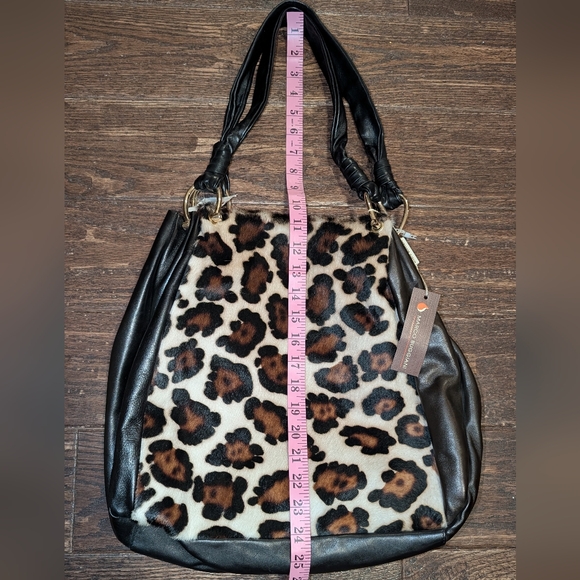 NWT Marco Buggiani Leather and Leopard Print Hide Hobo Shoulder Bag - Picture 4 of 9